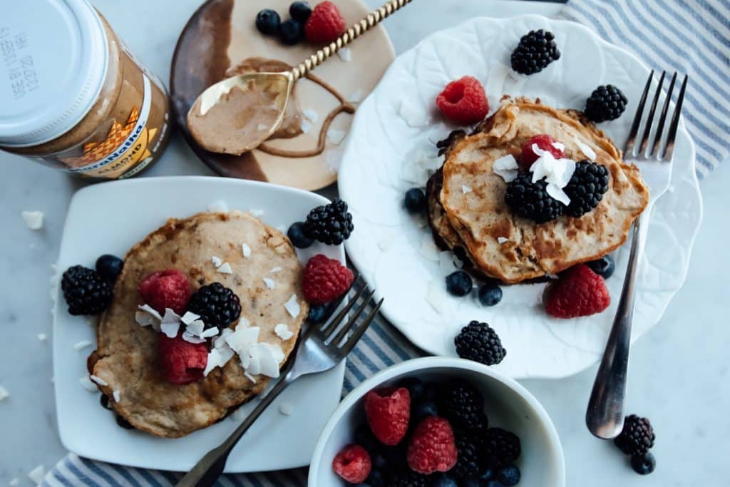 pancakes berries almond butter