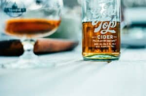 hard cider in glass bottle
