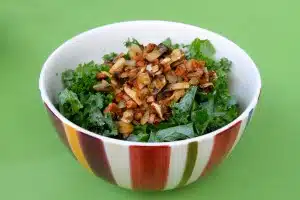 Paleo Breakfast Ideas - Kale Salad with Warm Andouille Sausage Dressing