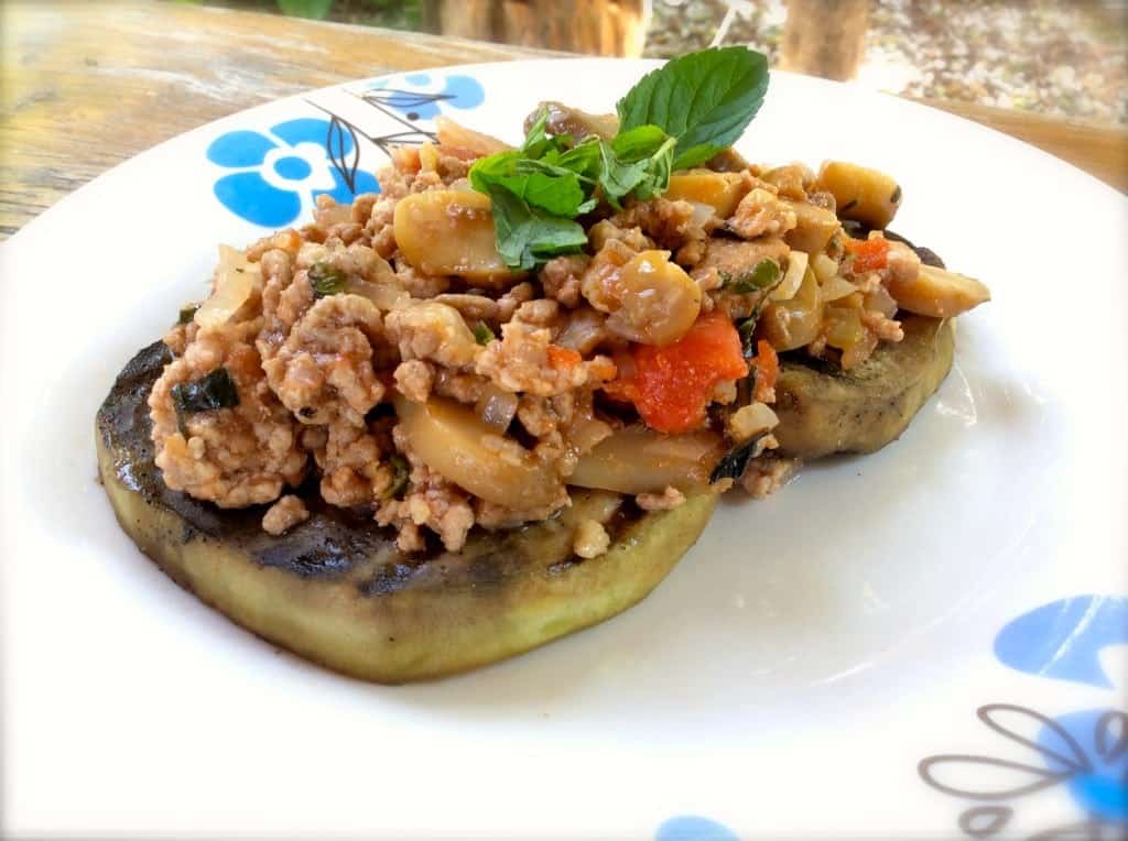 Grilled Eggplant with Pork Bolognese