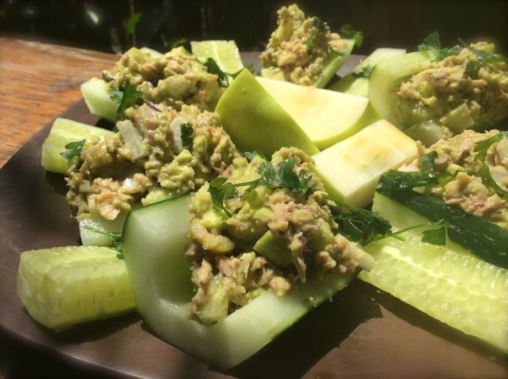 Tuna Salad in Cucumber Boats
