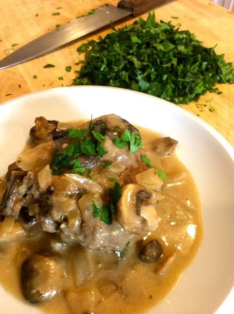 Hamburger Steak with Stroganoff Gravy