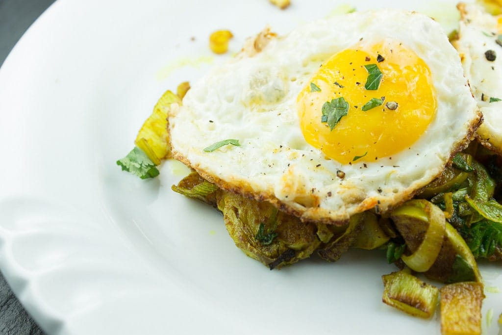 Curried Vegetable Skillet with Fried Eggs