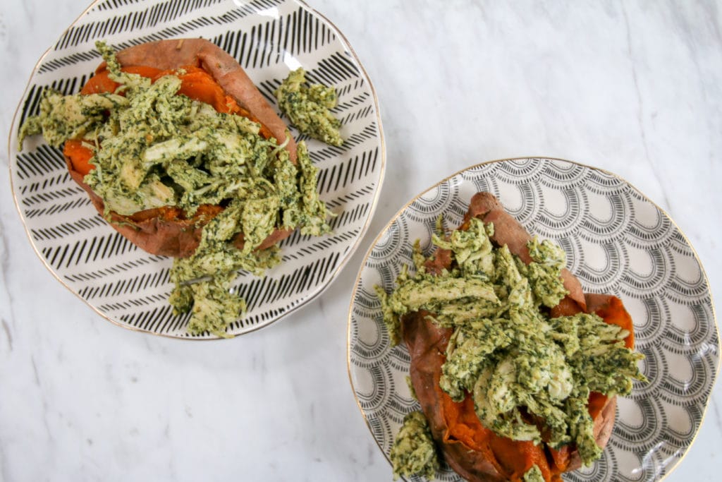 pesto chicken sweet potatoes 