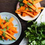 curried carrot fries on plate