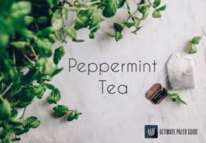 peppermint plant with tea bag