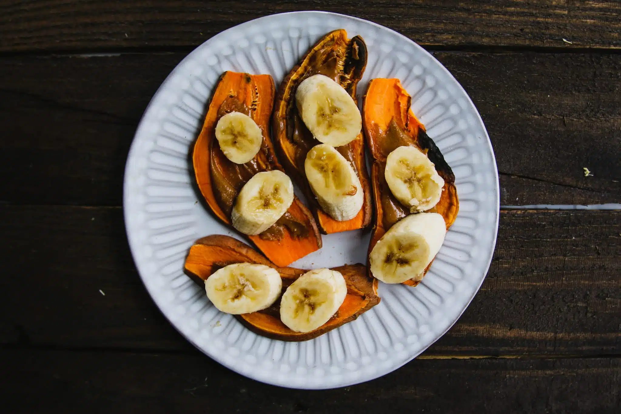 almond butter and bananas on sweet potato toast