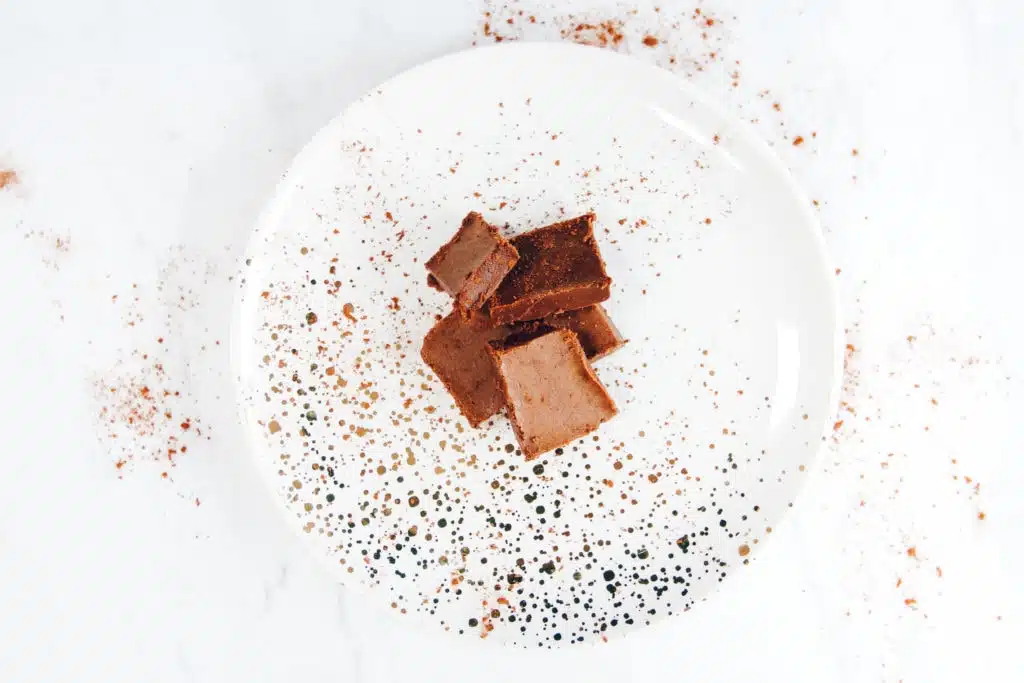 chocolate coconut fudge on plate