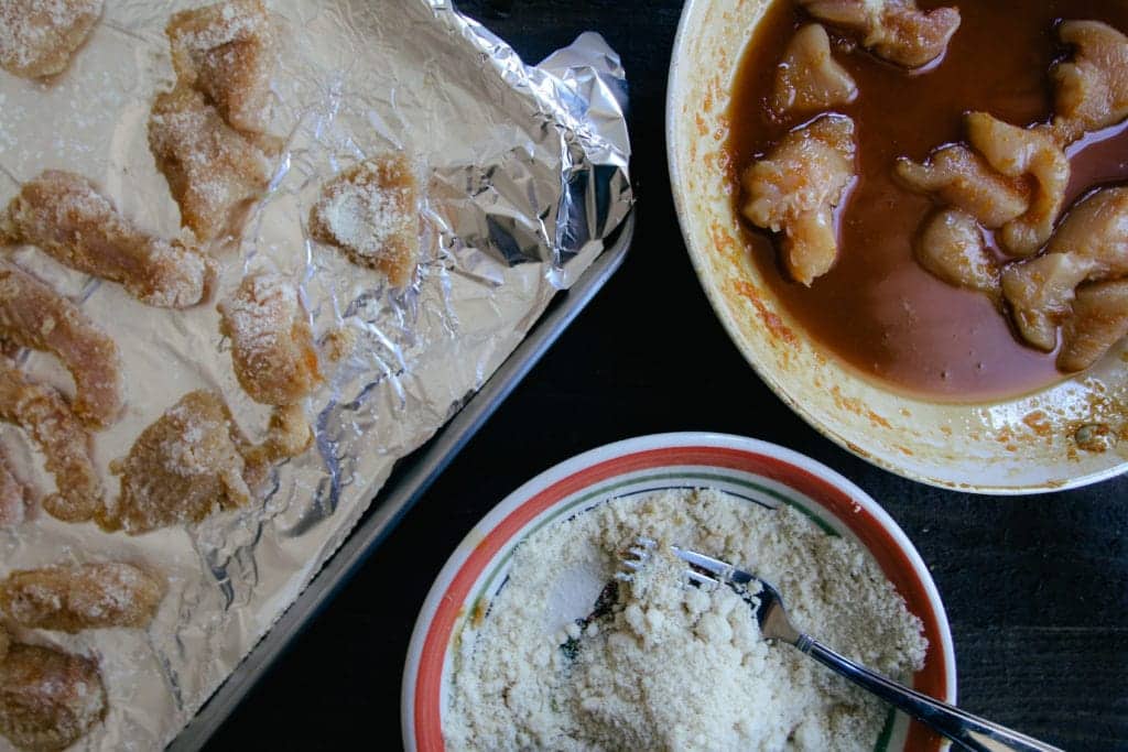 orange chicken sauce almond flour baking sheet