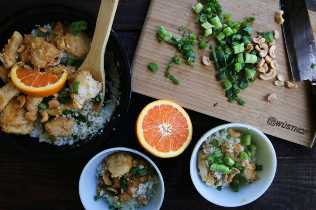 cashew orange chicken green onions cauliflower rice ingredients