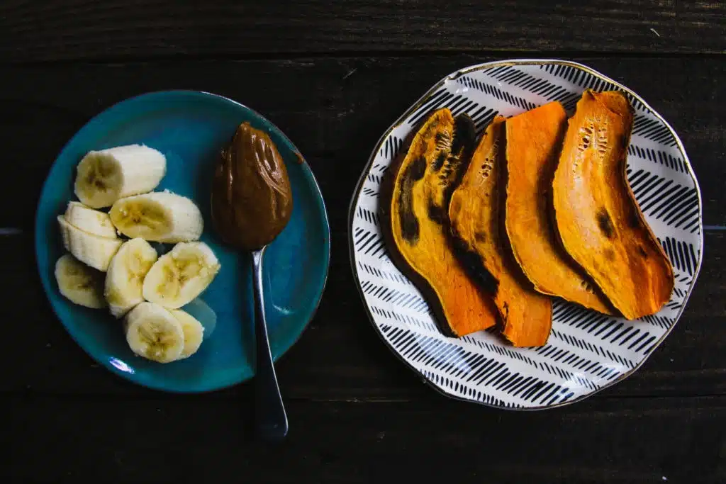 sweet potato toast ingredients on plate