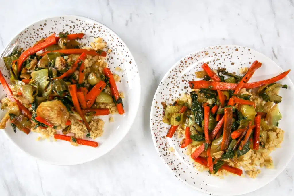 breakfast stir fry on plates