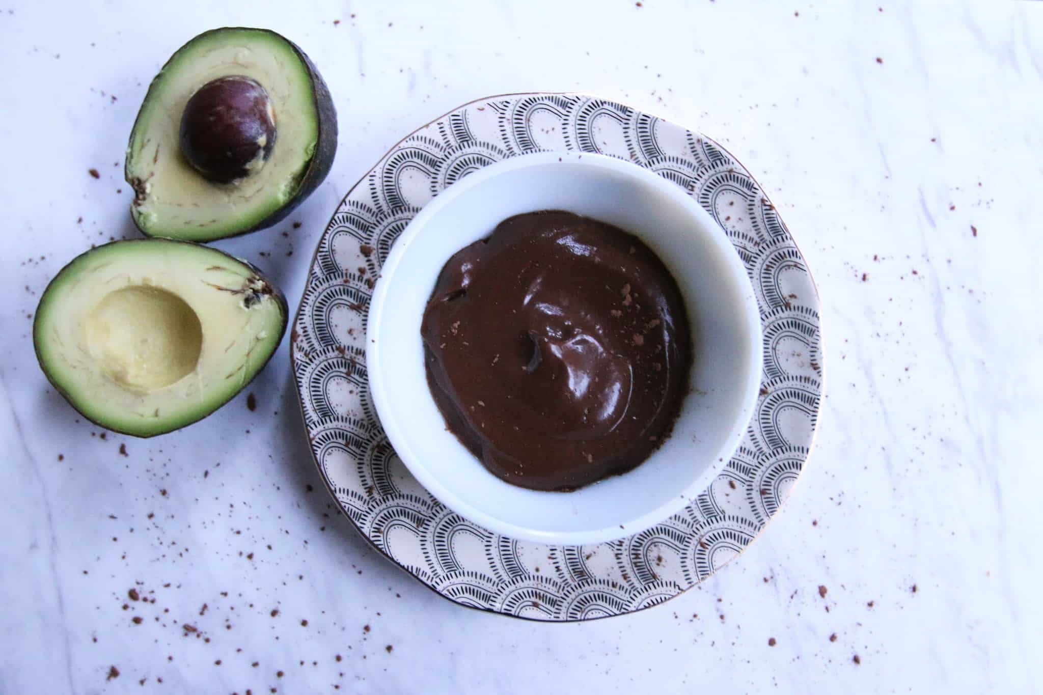 chocolate avocado mousse in decorative bowl