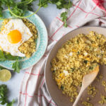 eggs and cauliflower rice on plate