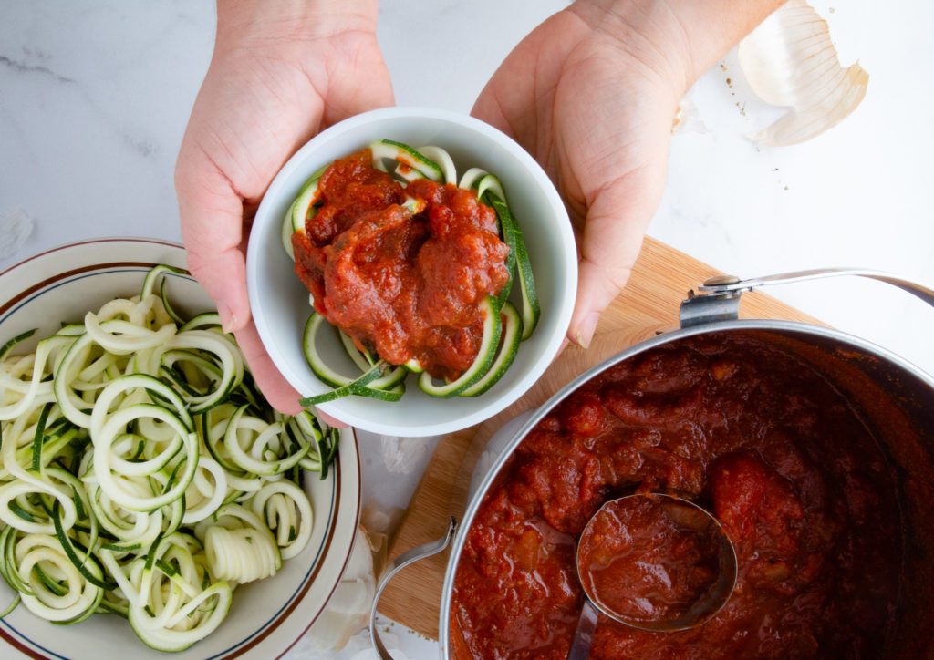 marinara on top of zoodles