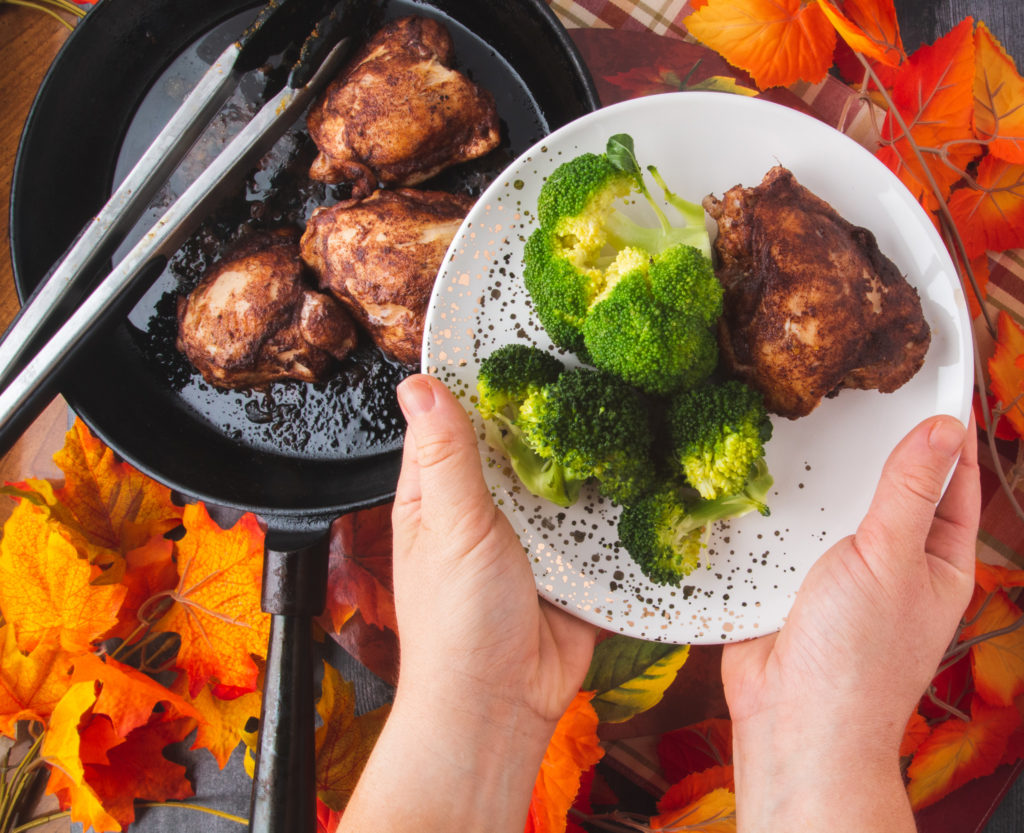 chicken thighs and broccoli on plate