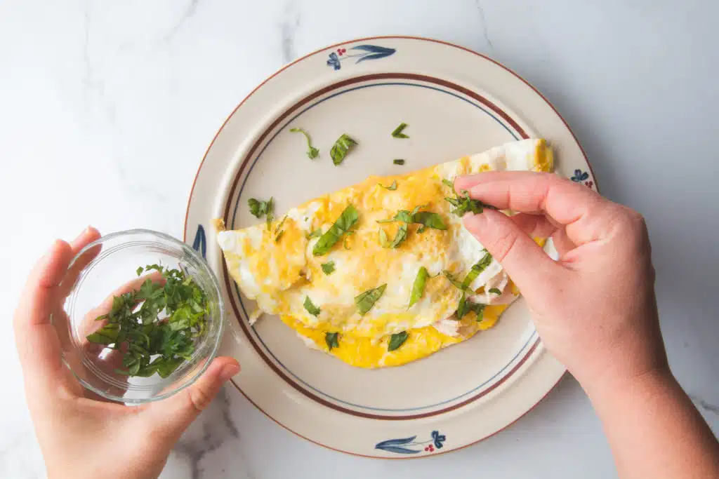 omelet with herbs on plate